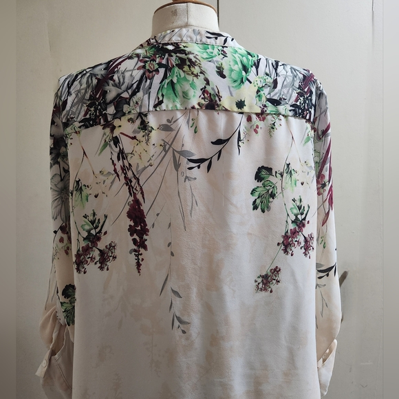 AMANDA GREEN Button Up Floral Long Sleeve Blouse Tunic - Picture 6 of 7